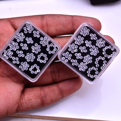 VVS 197 Stück Naturweiß Topas Rund Diamantschliff 2.50mm Unbehandelt Edelsteine