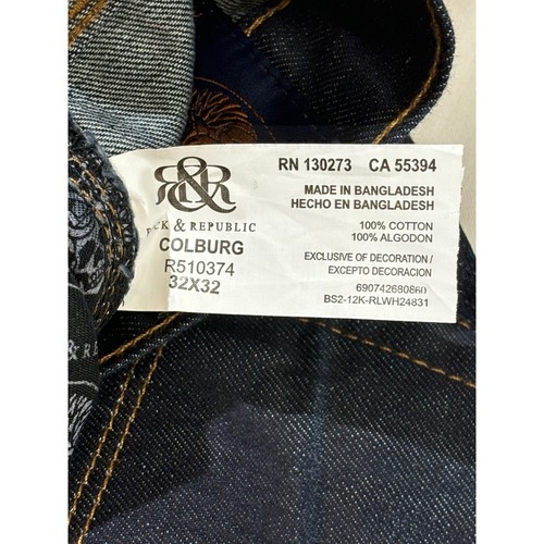 Rock & Republic Slim Straight Colburg Jeans Mens 32x32 Dark Wash Denim Cotton - Picture 9 of 10