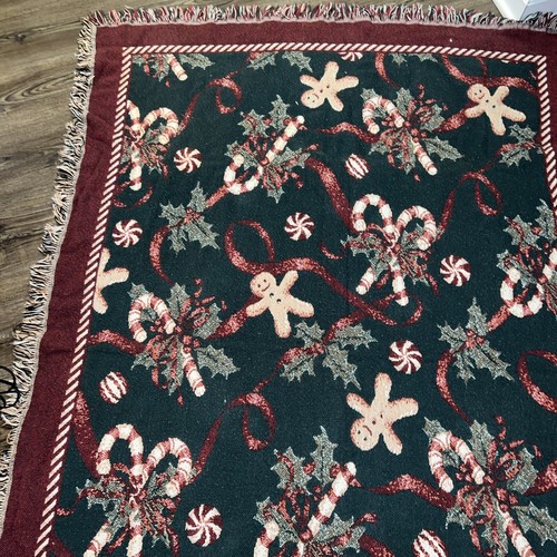 GOODWIN WEAVERS LAURIE'S COUNTRY CANDY CANES 50 X 68 THROW BLANKET Gingerbread - Picture 7 of 9