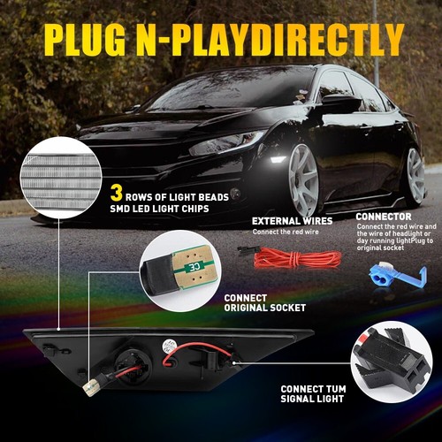 2X Turn Signal LED Side Marker Lights For 2016 2017 18 19 20 21 Honda Civic AA - Picture 72 of 81