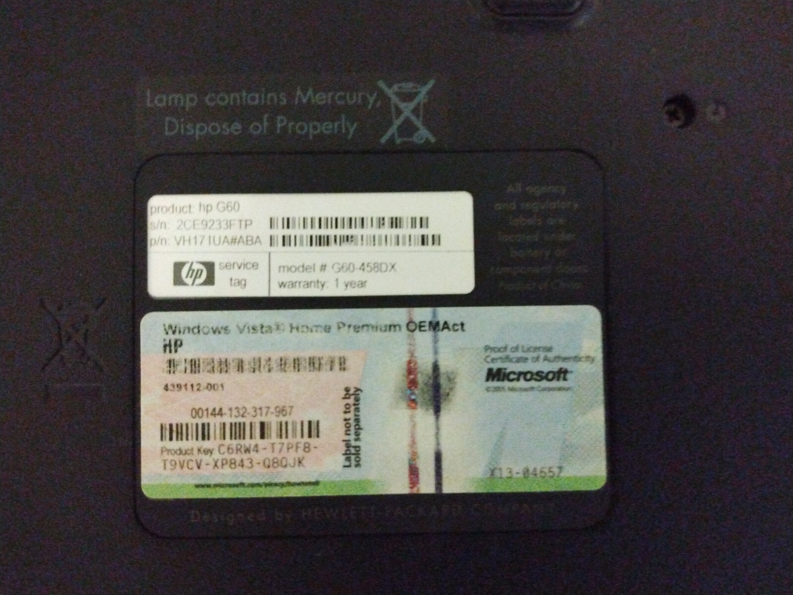 HP G60 NOTEOOK PC - Picture 6 of 6