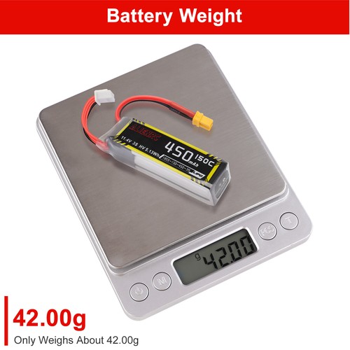 Hv 11.4V 3S 450mAh 150C Lipo Battery with XT30 Plug For RC Car Drone Heli NEW UK - Picture 4 of 10
