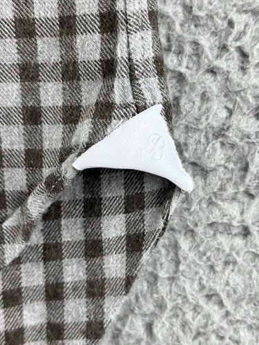 BARBA Napoli Shirt Mens 40 15 3/4 Gray Plaid Lightweight Cotton Flannel Italy - Picture 6 of 12