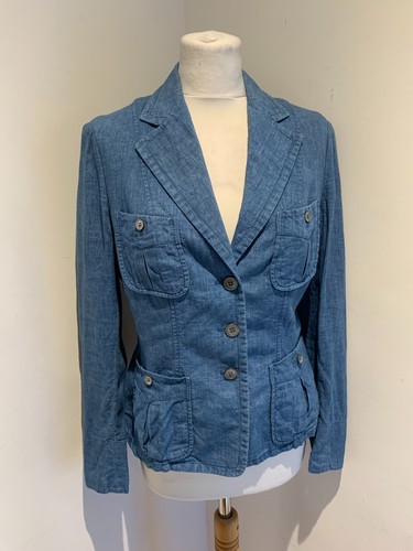 Ralph Lauren linen blazer jacket US 8 UK 10 12 VGC classic unlined blue - Picture 6 of 11
