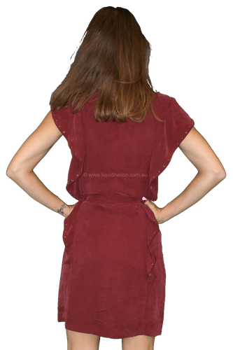 NUE 19.04 - Danel Burgundy Short Sleeve Dress - Short -SZ: AU8 RRP:$540 - Bild 2 von 6