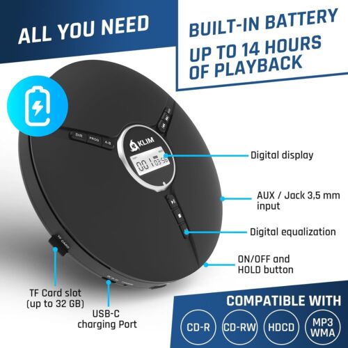 Portable CD Player Walkman - New 2023 - with Long-Lasting Battery - w - Picture 3 of 7
