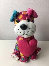 2011 Walmart Puppy Dog Plush Lovey Stuffed Toy Circle Print Pink Heart 7"