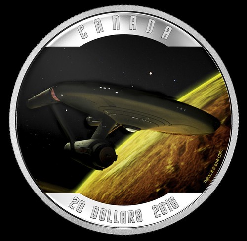 2016 Star Trek Enterprise $20 Canada Color Proof Silver Coin 50th Anniversary - Picture 1 of 4