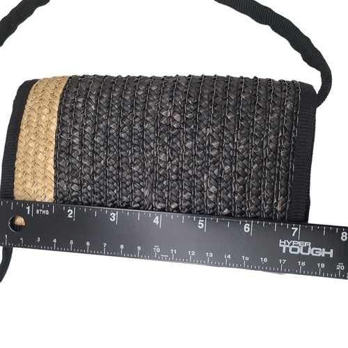NUEVO SIN ETIQUETAS Bandolera Convertible Bolso sin asas Cartera Tostado Negro Ratán Paja Playa - Imagen 9 de 9