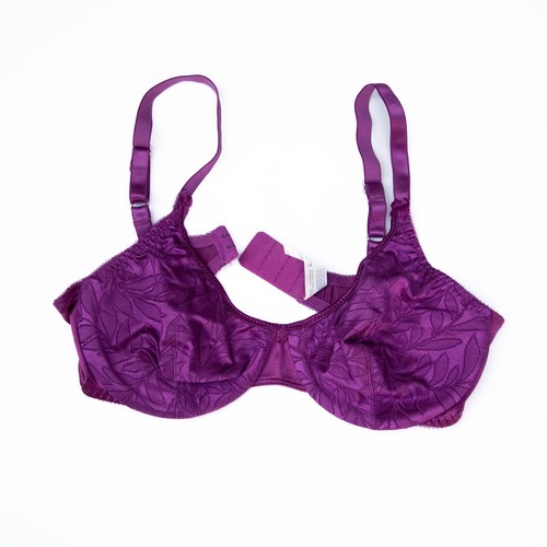 Vintage Bali Bra 36C Purple Plum Jacquard Satin Unlined Underwire 2735 Colorful - Picture 5 of 8
