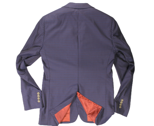 Indochino Mens Suit 36 34/32 Blazer Pants Plaid Navy Wool Skinny Office NEW - Picture 3 of 9