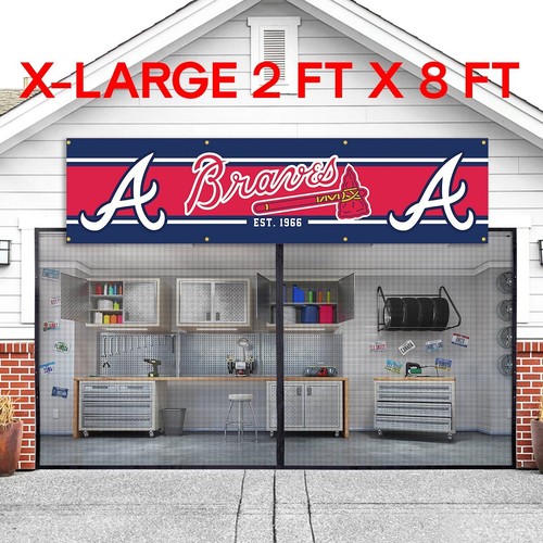 Atlanta Braves Flag Large 2x8 FT Large Banner Logo Baseball MLB FREE SHIPPING - Picture 6 of 11