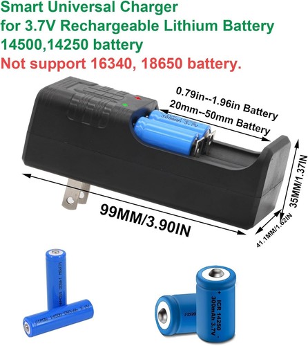14250 Batterieladegerät mit 6 Stück 1/2 AA 300Mah Akku, Lithium Ionen 1/2 AA Größe B - Bild 4 von 11