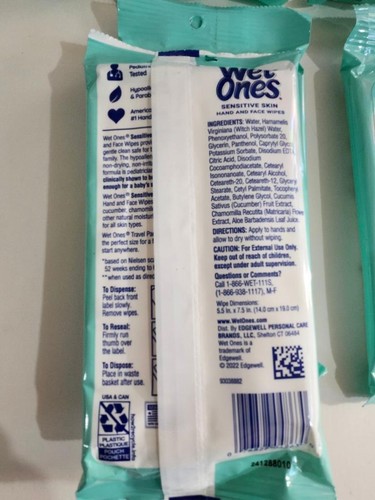200 Count,Wet Ones Sensitive Skin Hand Wipes Fragrance Free,Hypoallergenic - Picture 3 of 6