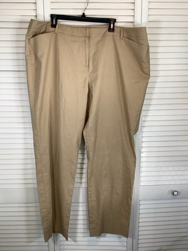 Lane Bryant Linen Blend Straight Leg Pants Trousers Womens Plus Size 24 Tan NEW