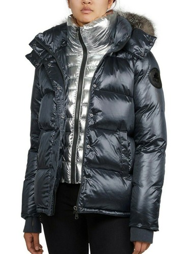 NWT PAJAR SzS ARCTIC REMOVABLE FAUX FUR TRIM HOOD PUFFER JACKET GRAPHITE/SILVER - Picture 1 of 10