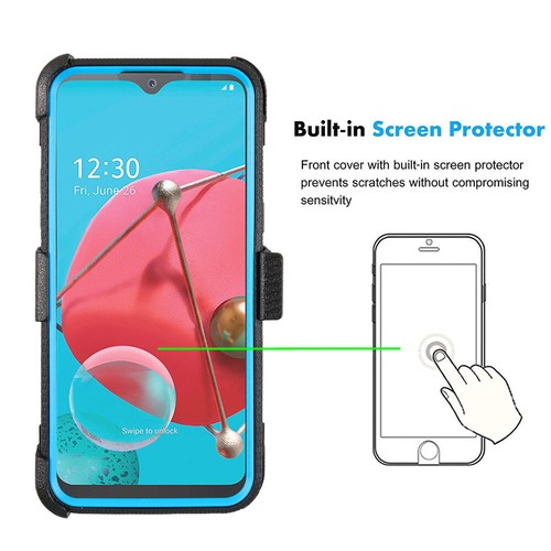 For LG K51 Case LG Q51 Case Built in Screen Protector Hybrid Outdoor Belt Clip - Picture 10 of 26