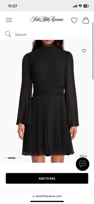 open lace back dress Milly Women's Liv Belted Pleated Dress - Black