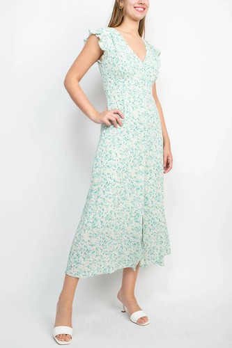 Sage Collective Tea Length Midi Crepe Party Dress Size 10 12 Pale Green NWT $118 - Picture 2 of 5