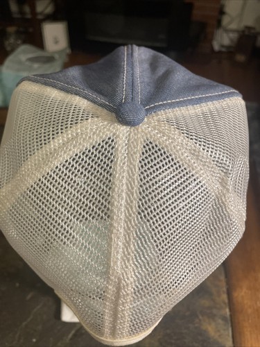 Vintage K Brand PENNZOIL Cap Denim Blue & White Trucker Snapback Mesh Hat Patch - Picture 6 of 11