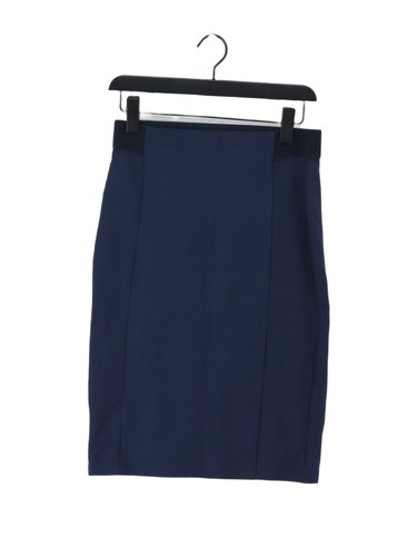 Next Damen Midi Rock UK 8 Blau Viskose mit Elasthan, Nylon Gerade & Bleistift