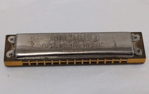 M. Hohner Harmonica The Echo Bell Metal Reeds C w/ Case Germany Vintage - Picture 2 of 9