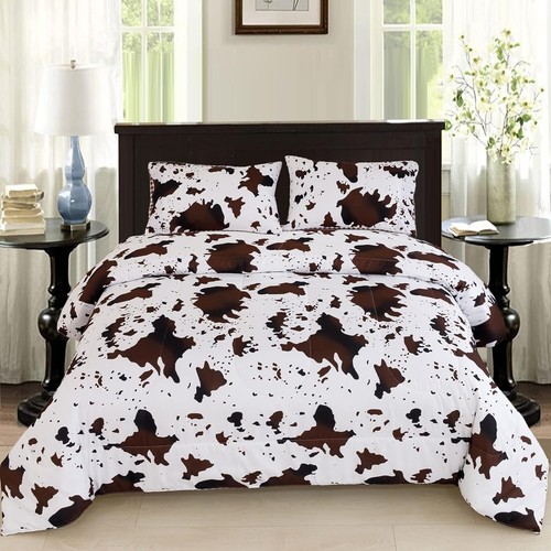 Double-Sided Western Cow Print Bedding Set Full Size - Classic Farmhouse Style - Picture 3 of 10