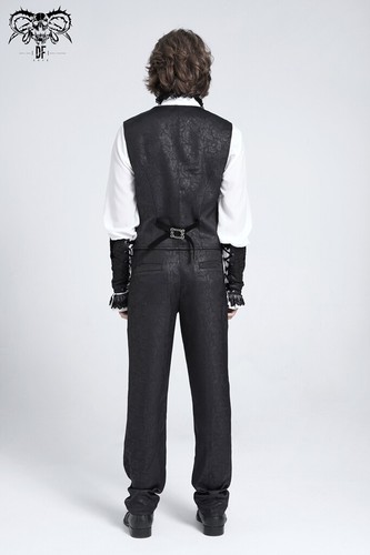 Gilet slim uomo moda diavolo nero gotico vintage fantasia zip davanti - Foto 16 di 24