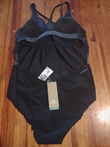 Adidas Women Bathing Suit Black 40 C Prime Blue Fitness Training - Picture 3 of 7