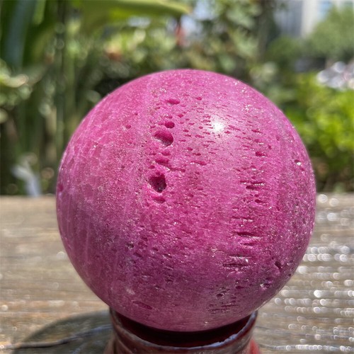 1.4LB 2.7" Honeycomb Ruby Sphere Quartz Crystal Ball Healing Decor - Picture 8 of 15