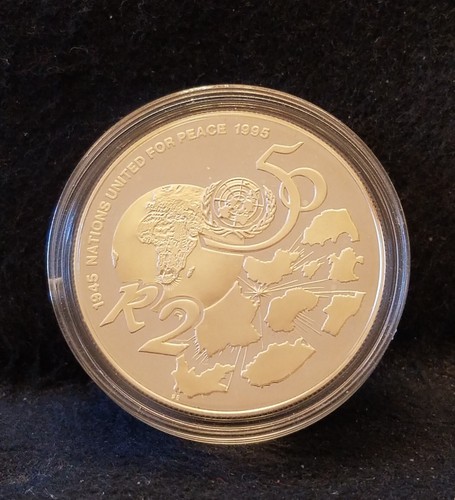Sudáfrica 1995 prueba de plata 2 rands, 50 aniversario de la ONU como nuevo: 1.412, KM-155 - Imagen 5 de 8