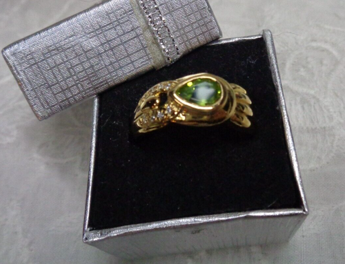 QVC / HSN Gold Over .925 Sterling Silver CZ Peridot Green Stone Ring ~ Size 10 - Picture 11 of 12