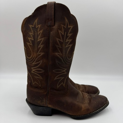 Stivali western cowboy Ariat da donna taglia 6B Heritage punta R marrone invecchiato - Foto 4 di 9