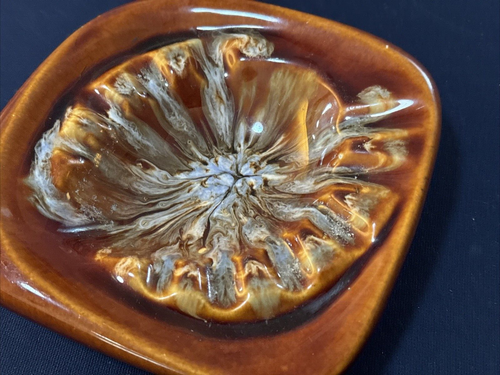 Cenicero de cerámica de colección bandeja de cenizas esmaltado tie dye EE. UU. MCM 70 psicodélico hippie - Imagen 2 de 15
