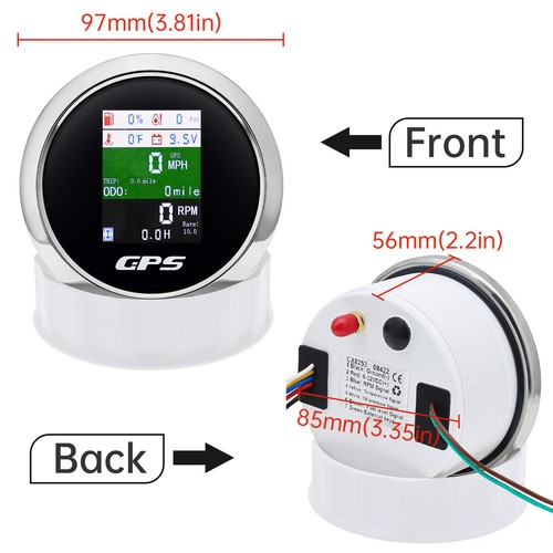 85mm 6 In 1 Boat GPS Speedometer Tachometer Pressure Temp Fuel Gauge With Sender - Picture 6 of 20