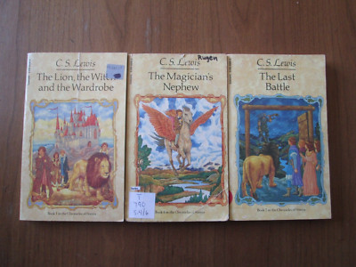 C.S. LEWIS CHRONICLES OF NARNIA LOT 3 VINTAGE PAPERBACKS # 1 6 7 Scholastic 1987