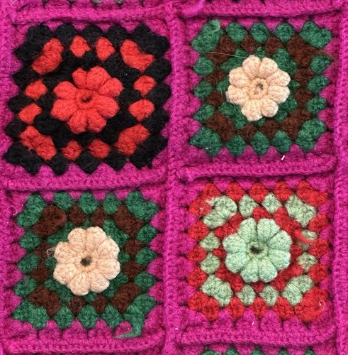 Vintage Granny Square Afghan Crochet Multicolor Blanket Throw Colorful 47”x 49” - Picture 12 of 15