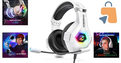 Wired Gaming Headset with Adjustable Over-Ear Design, RGB Lights & 50mm Drivers - Picture 2 of 8