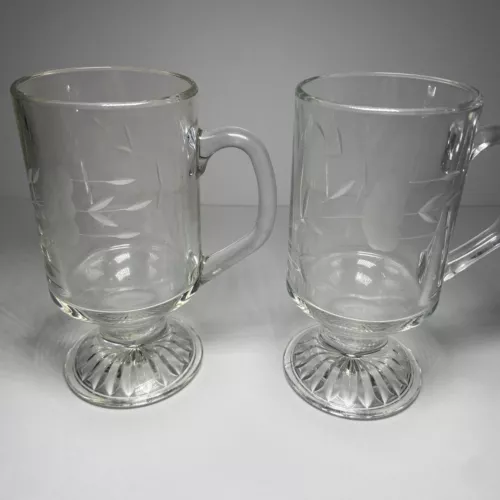 Vtg  IRISH COFFEE  PRINCESS HOUSE MUGS GLASSES  HERITAGE  5 1/2" # 504 SET OF 2
