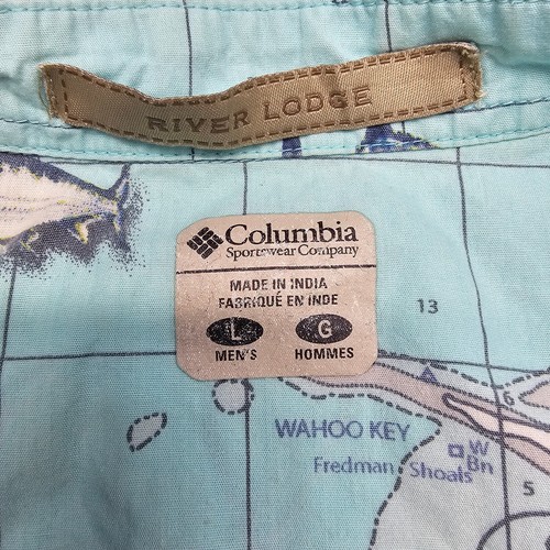 Camisa Columbia River Lodge Para Hombre Grande Blanca Manga Corta Cuello Abotonado - Imagen 9 de 13