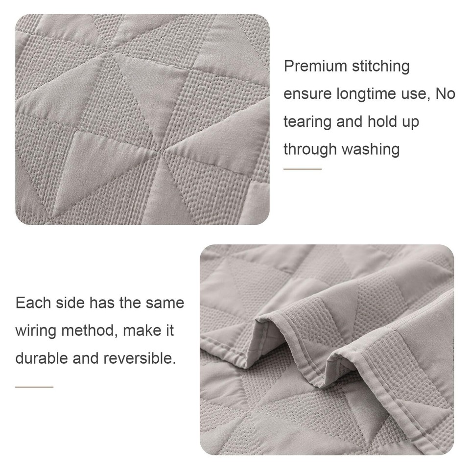 OARAGE King/Cal King Size Quilt Bedding Set Light Grey 110"x96