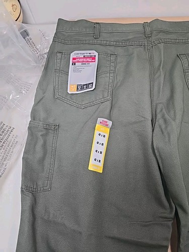 42x20 CARHARTT FR CAT2 Loose Fit Olive Moss Green Canvas Work Pants BN0159-FRM - Picture 14 of 15
