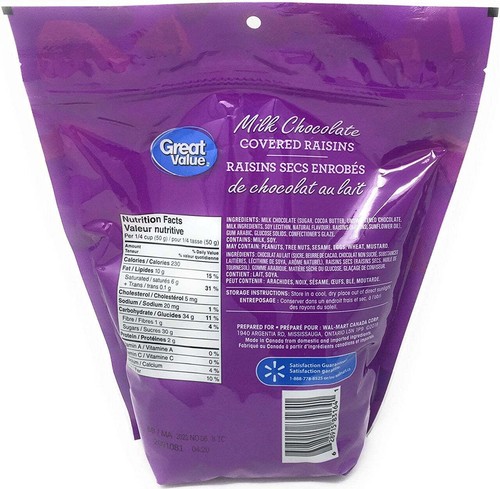 Great Value Milk Chocolate Covered Raisins, 908g/32 oz., {Imported from Canada} - Picture 3 of 4