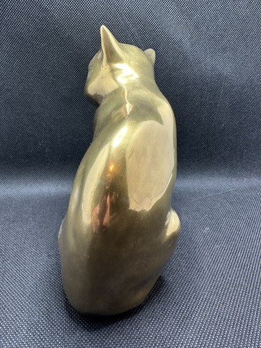 Statua gatto ottone vintage 6" seduto felino ufficio scrivania accento decorazione pesante - Foto 5 di 8