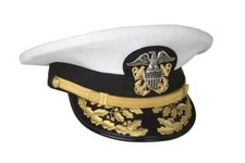 US Navy Admiral Commander White Cap  Dress Uniform Hat Replica All Sizes