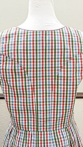 Vintage long dirndl dress size 8, gingham plaid cotton button front dMedium - Picture 15 of 15