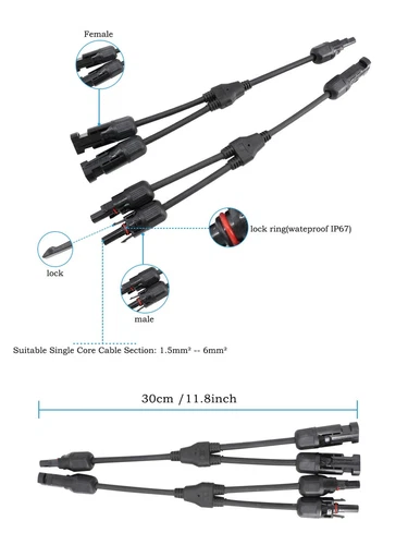 Panel Solar Y/T Rama Cable Conexión Impermeable Adaptador Extensión Envío Gratis - Imagen 16 de 21