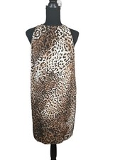 Zara Halter Dress Women Size Small Brown 100% Polyester Cheetah Print Sleeveless