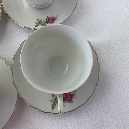 Floral Bone China Teacup & Saucer 8 Piece Blooming Pink Roses Japan Vintage - Picture 4 of 24