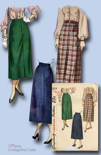 1940er Original Vintage Simplicity Muster 2624 Simple to Make Misses Rock 28 W - Bild 2 von 3